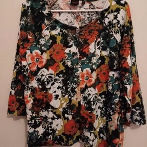 Rafaella Studio Women's PXL Bold Floral Top Pullover V8brant Multicolor Chic